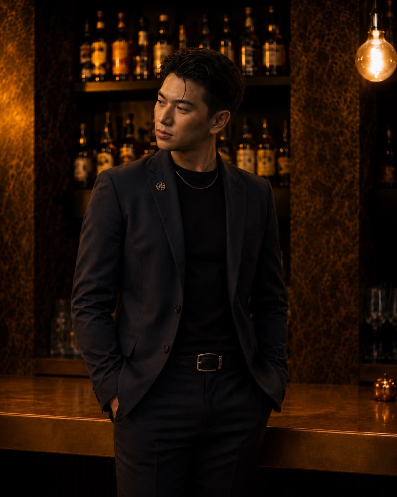 Backdoor's bar master behind the counter.